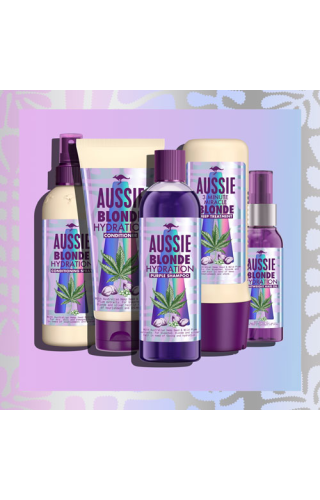 An image of range of 5 Aussie products standing one next to each other surrounded by square colorful frame